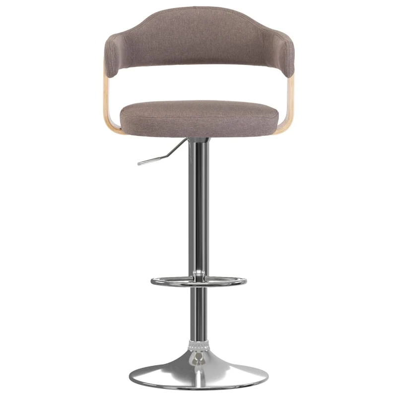 Lot de 2 tabourets de bar chaises hautes design rétro en bois courbé tissu taupe et fer DEC029874