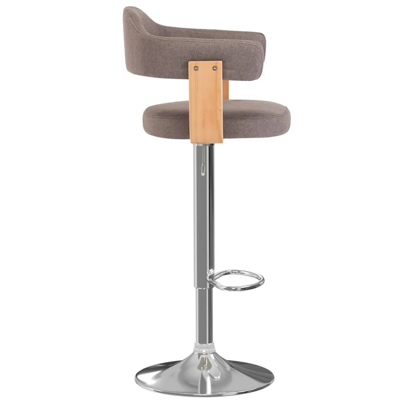 Lot de 2 tabourets de bar chaises hautes design rétro en bois courbé tissu taupe et fer DEC029874