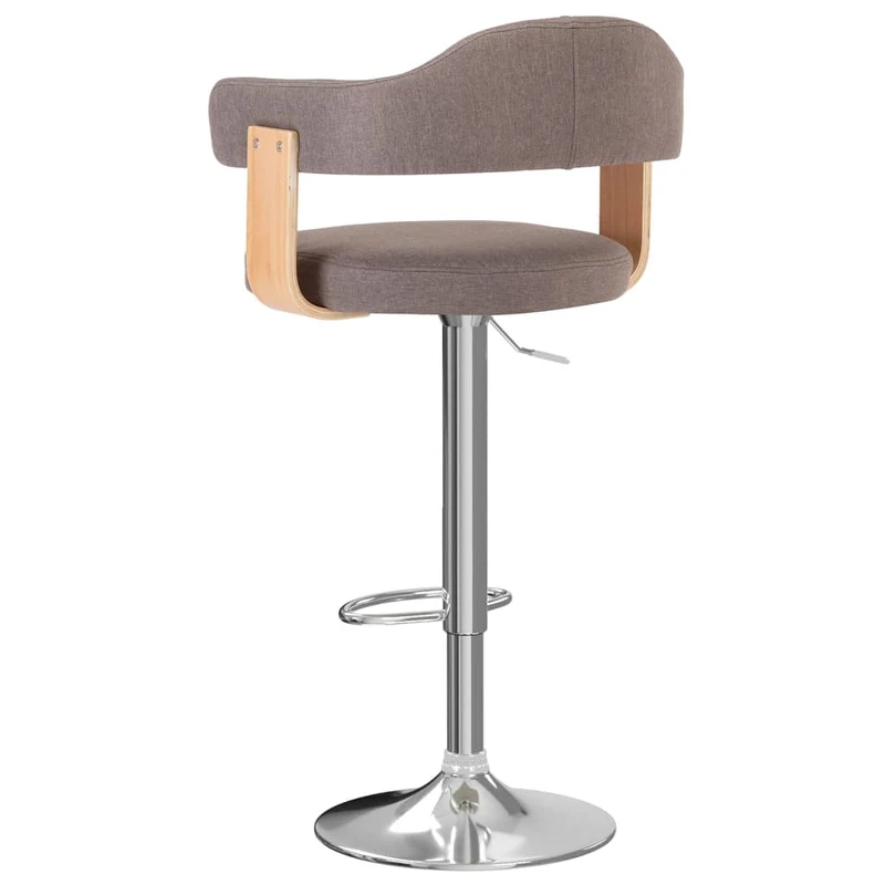 Lot de 2 tabourets de bar chaises hautes design rétro en bois courbé tissu taupe et fer DEC029874
