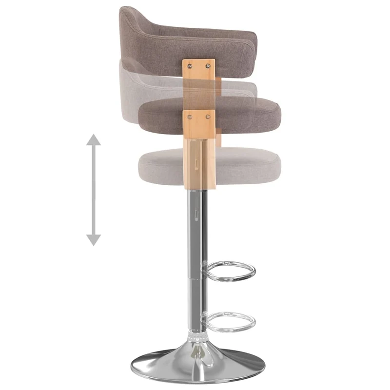 Lot de 2 tabourets de bar chaises hautes design rétro en bois courbé tissu taupe et fer DEC029874