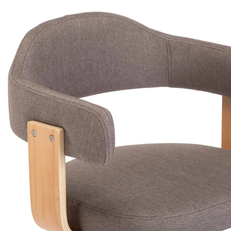 Lot de 2 tabourets de bar chaises hautes design rétro en bois courbé tissu taupe et fer DEC029874