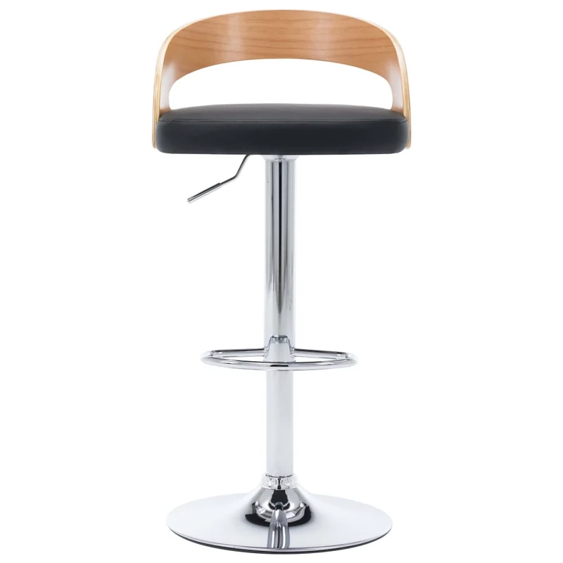 Lot de 2 tabourets de bar chaises hautes rétro en PVC noir bois courbé et métal DEC029813