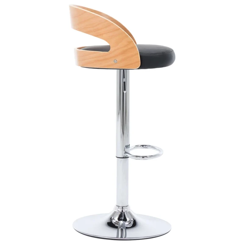Lot de 2 tabourets de bar chaises hautes rétro en PVC noir bois courbé et métal DEC029813