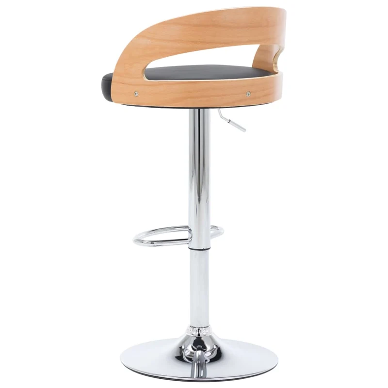 Lot de 2 tabourets de bar chaises hautes rétro en PVC noir bois courbé et métal DEC029813