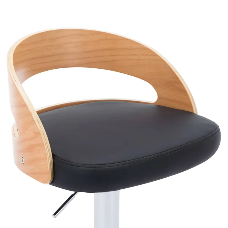 Lot de 2 tabourets de bar chaises hautes rétro en PVC noir bois courbé et métal DEC029813