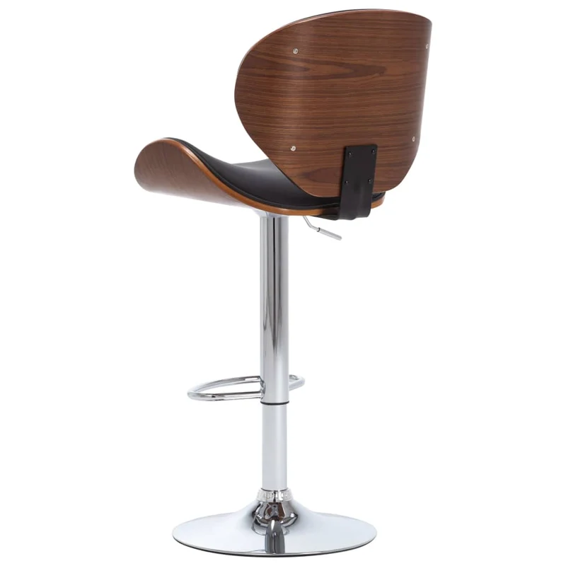 Tabouret de bar x1 chaise haute design rétro en PVC noir bois courbé et métal DEC029513