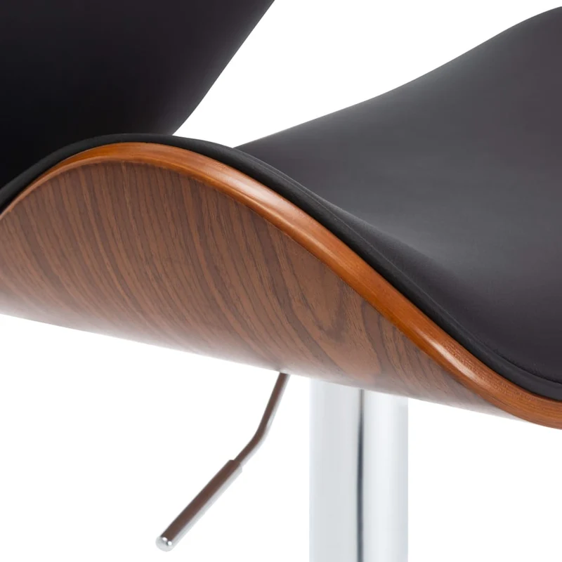 Tabouret de bar x1 chaise haute design rétro en PVC noir bois courbé et métal DEC029513
