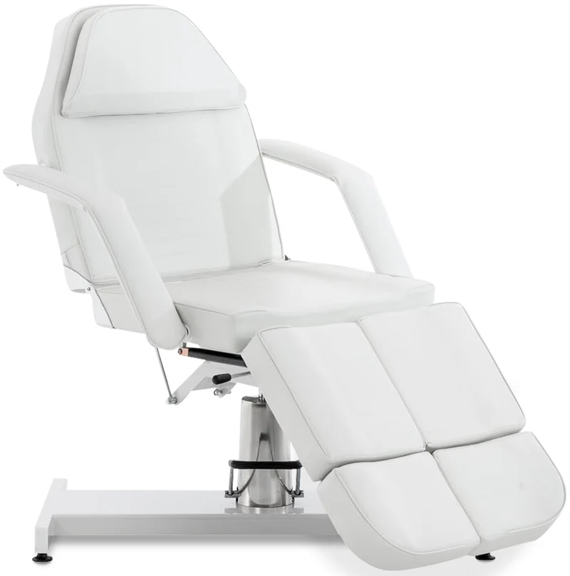 Table d’esthétique professionnelle hydraulique réglable dossier inclinable ouverture visage PVC blanc 10_0008215
