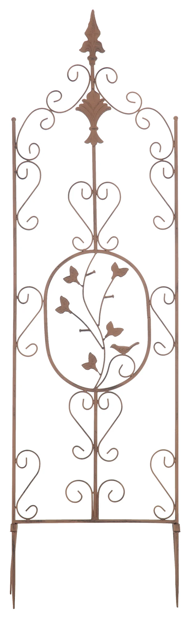 Treillis décoratif de jardin 122x35 cm en métal marron vieilli support élégant pour plantes grimpantes 10_0003867