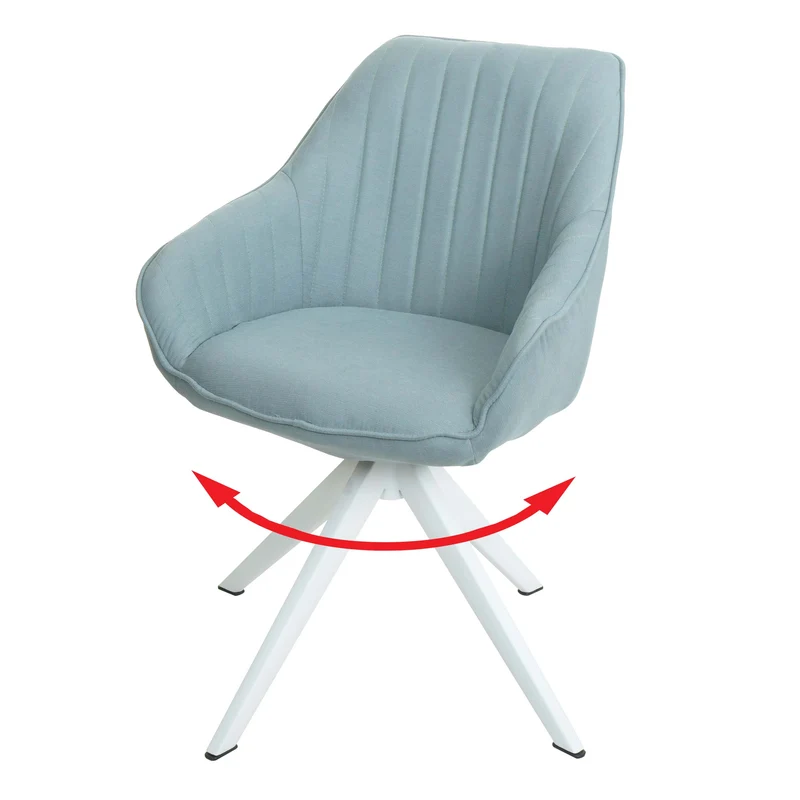 Chaise de salle à manger x1 avec accoudoir rotatif en tissu vert menthe pieds en fer blanc 04_0006324