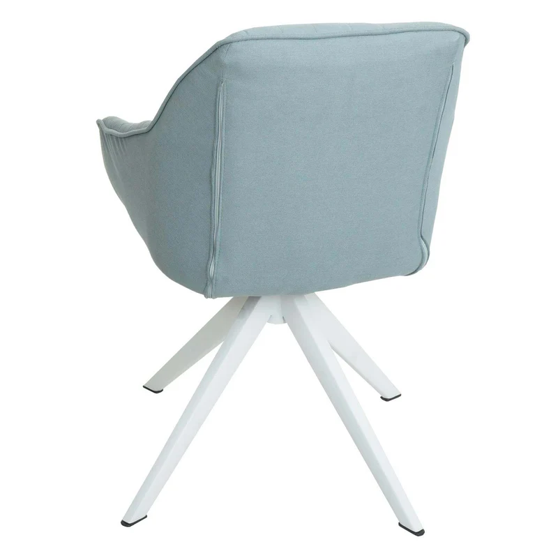 Chaise de salle à manger x1 avec accoudoir rotatif en tissu vert menthe pieds en fer blanc 04_0006324