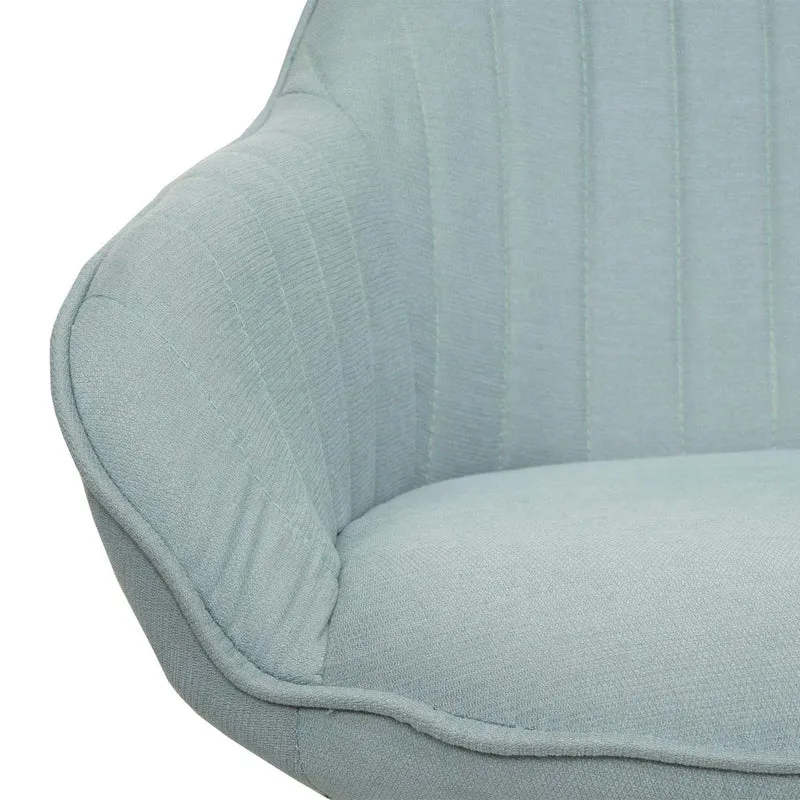 Chaise de salle à manger x1 avec accoudoir rotatif en tissu vert menthe pieds en fer blanc 04_0006324
