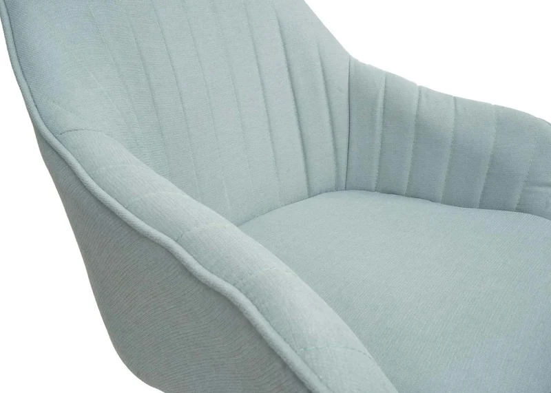 Chaise de salle à manger x1 avec accoudoir rotatif en tissu vert menthe pieds en fer blanc 04_0006324