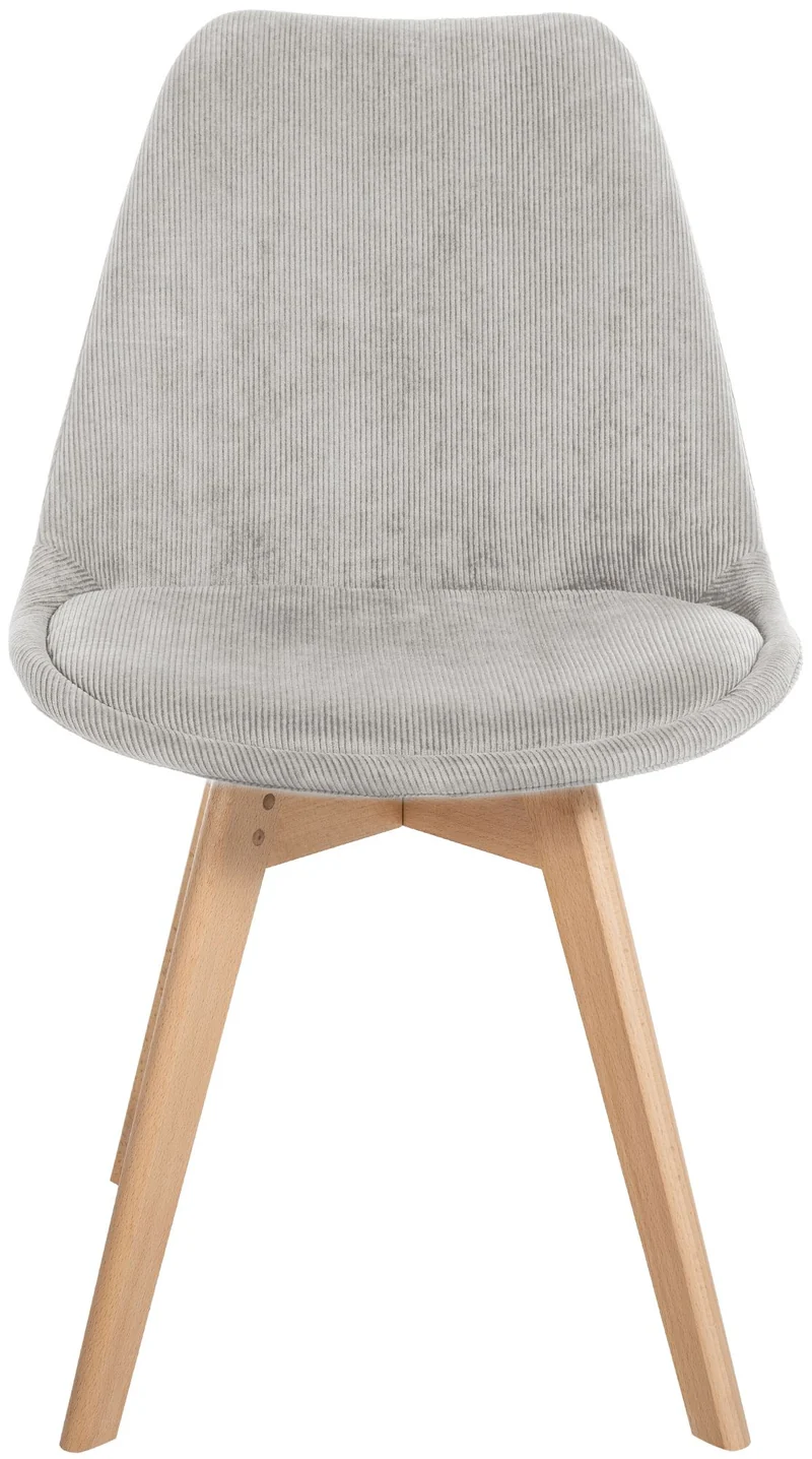Chaise de salle à manger x1 design scandinave en velours côtelé gris et pieds en bois clair 10_0007270