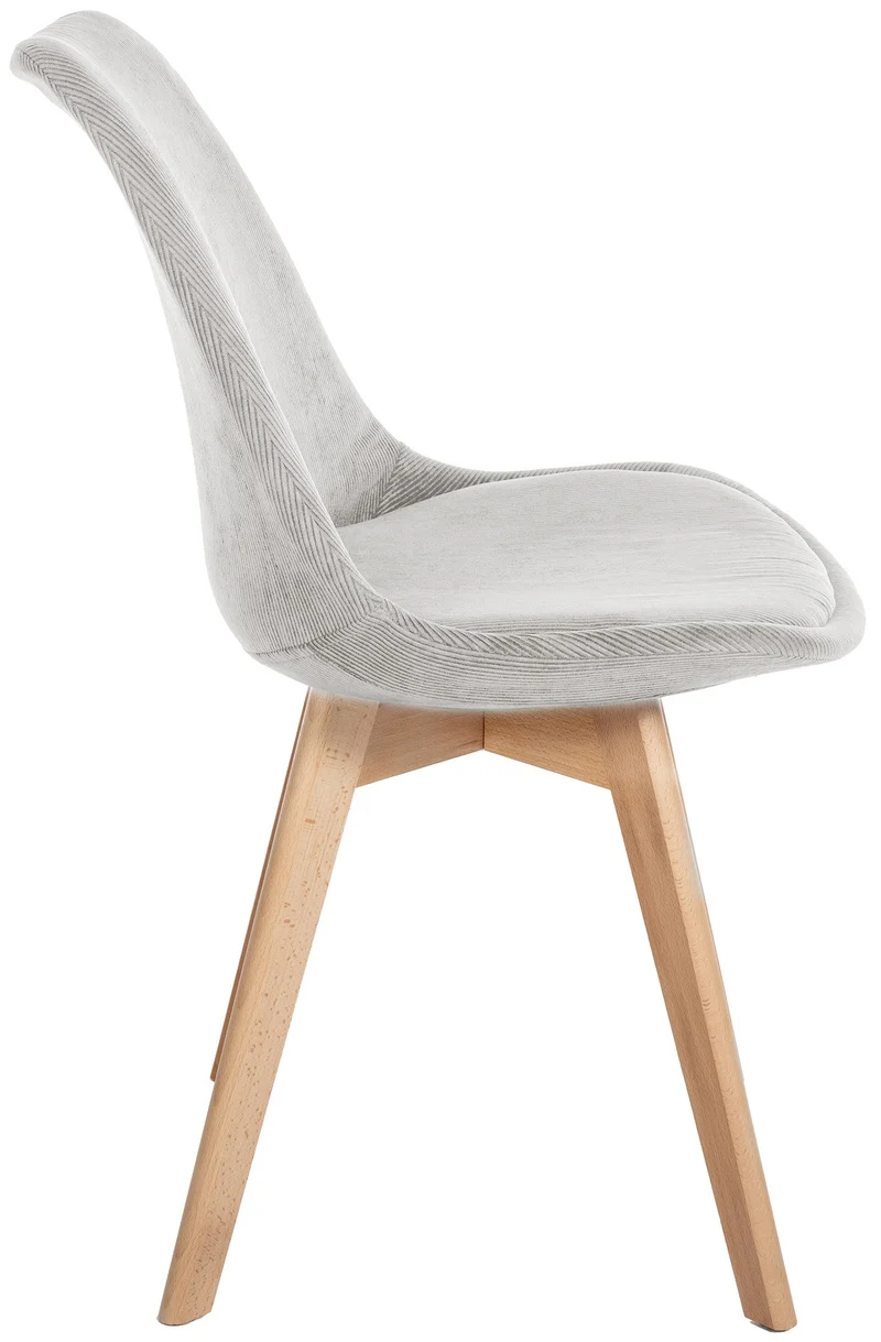 Chaise de salle à manger x1 design scandinave en velours côtelé gris et pieds en bois clair 10_0007270