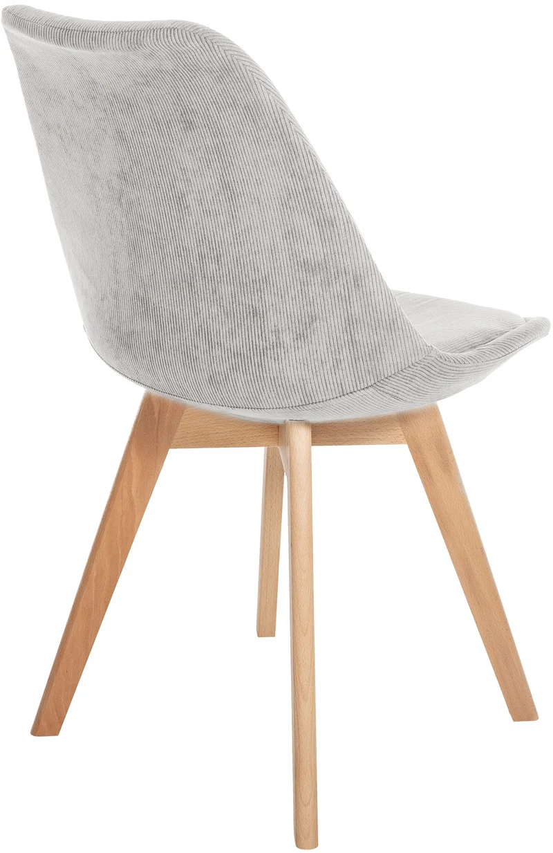 Chaise de salle à manger x1 design scandinave en velours côtelé gris et pieds en bois clair 10_0007270