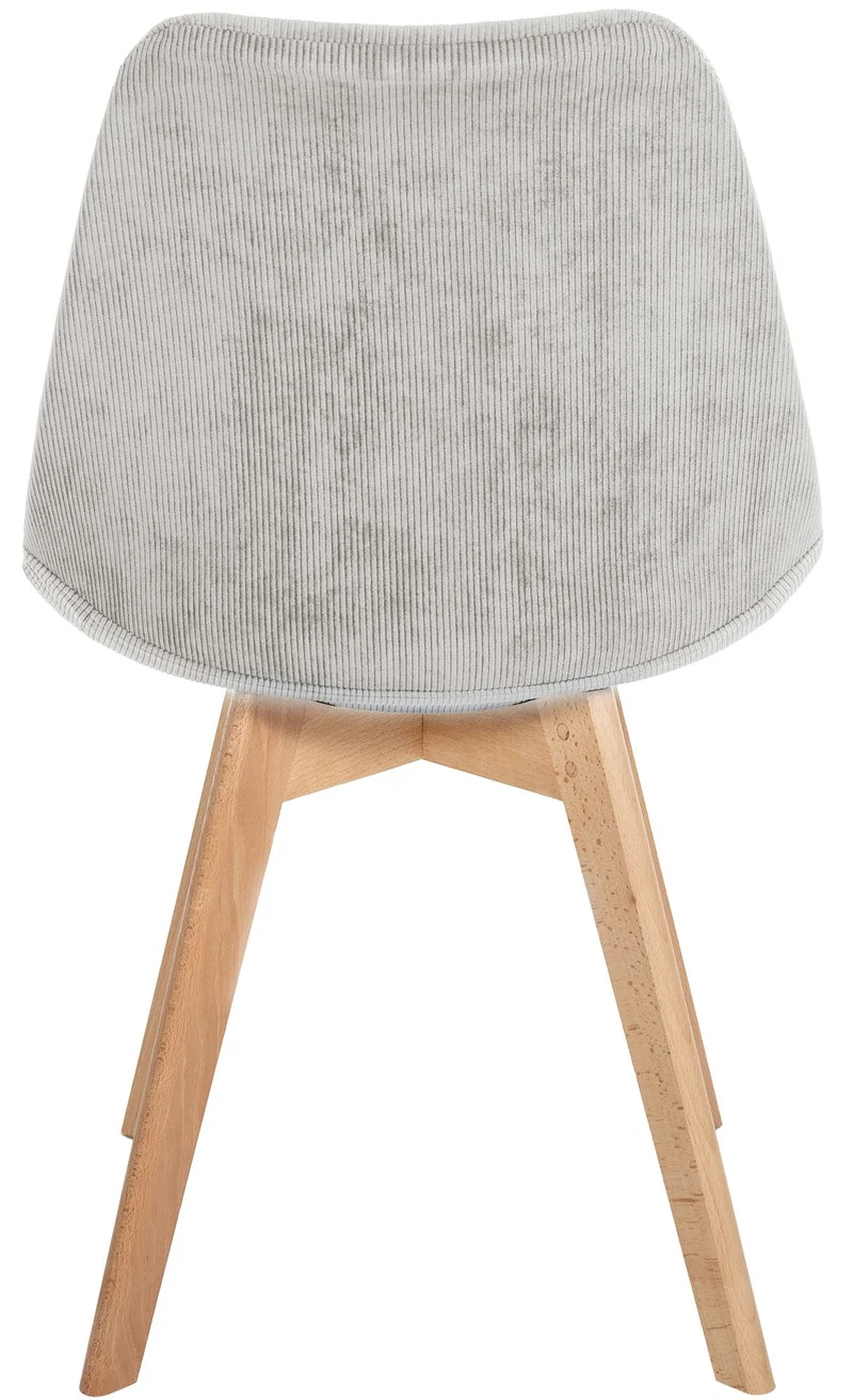 Chaise de salle à manger x1 design scandinave en velours côtelé gris et pieds en bois clair 10_0007270