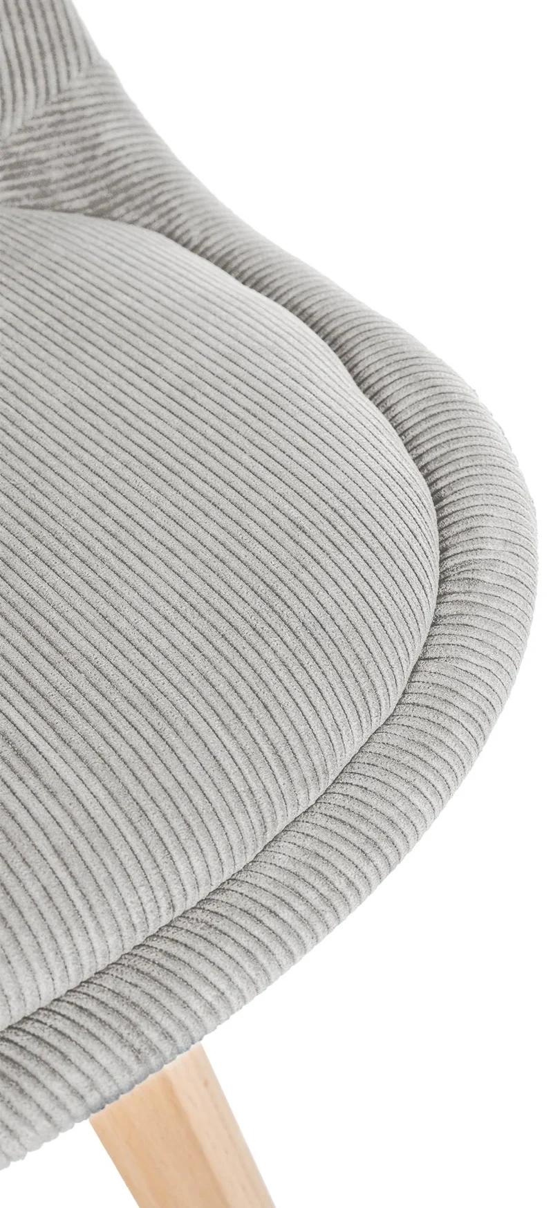 Chaise de salle à manger x1 design scandinave en velours côtelé gris et pieds en bois clair 10_0007270