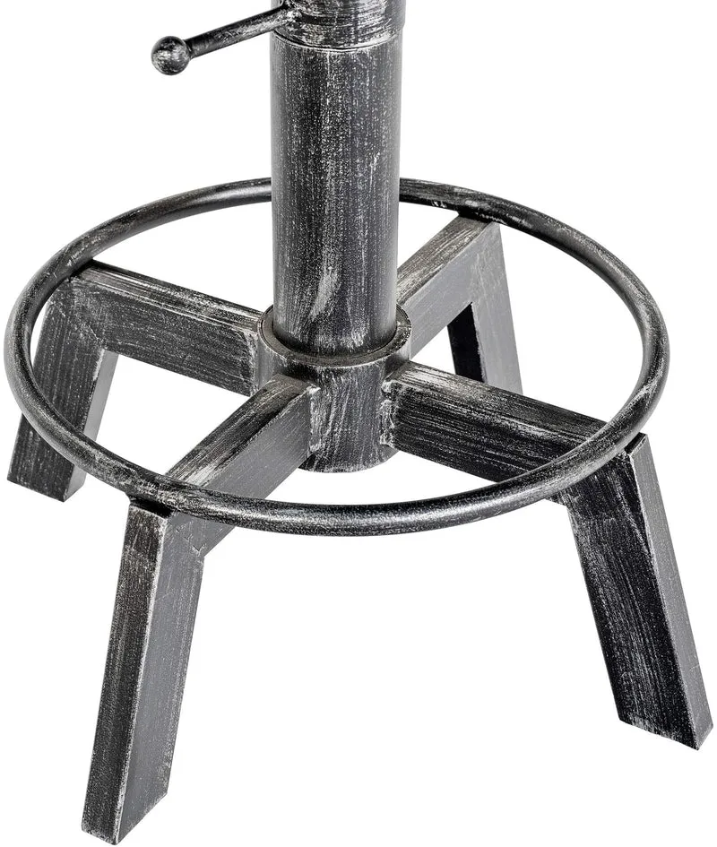 Tabouret industriel réglable en hauteur – assise ronde rembourrée et piètement métal argenté 10_0008564