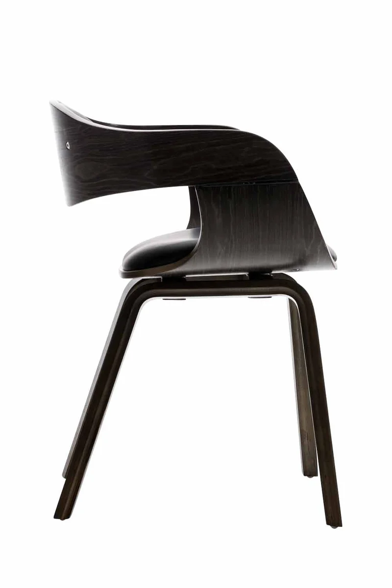 Chaise de salle à manger design scandinave en PVC noir et structure en bois gris 10_0001912