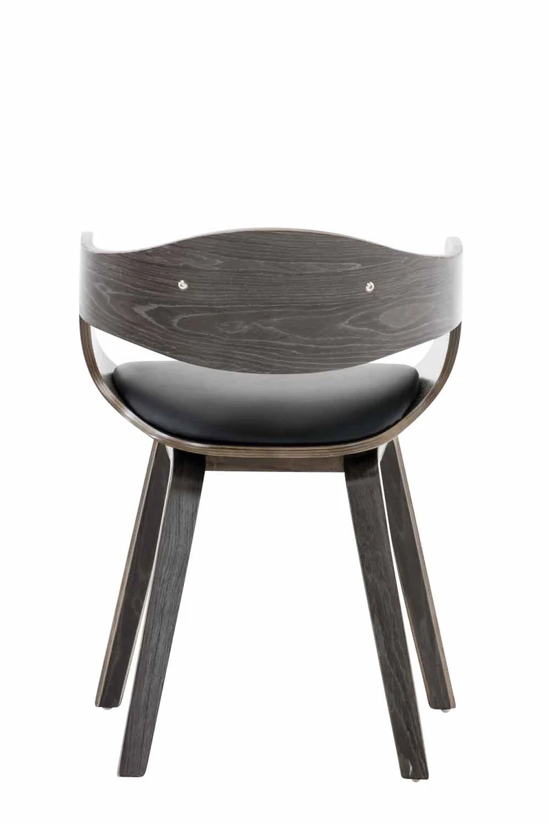 Chaise de salle à manger design scandinave en PVC noir et structure en bois gris 10_0001912