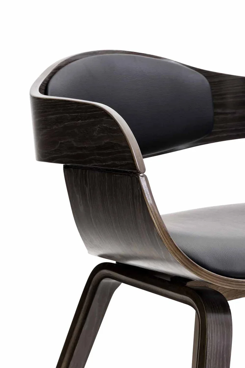 Chaise de salle à manger design scandinave en PVC noir et structure en bois gris 10_0001912