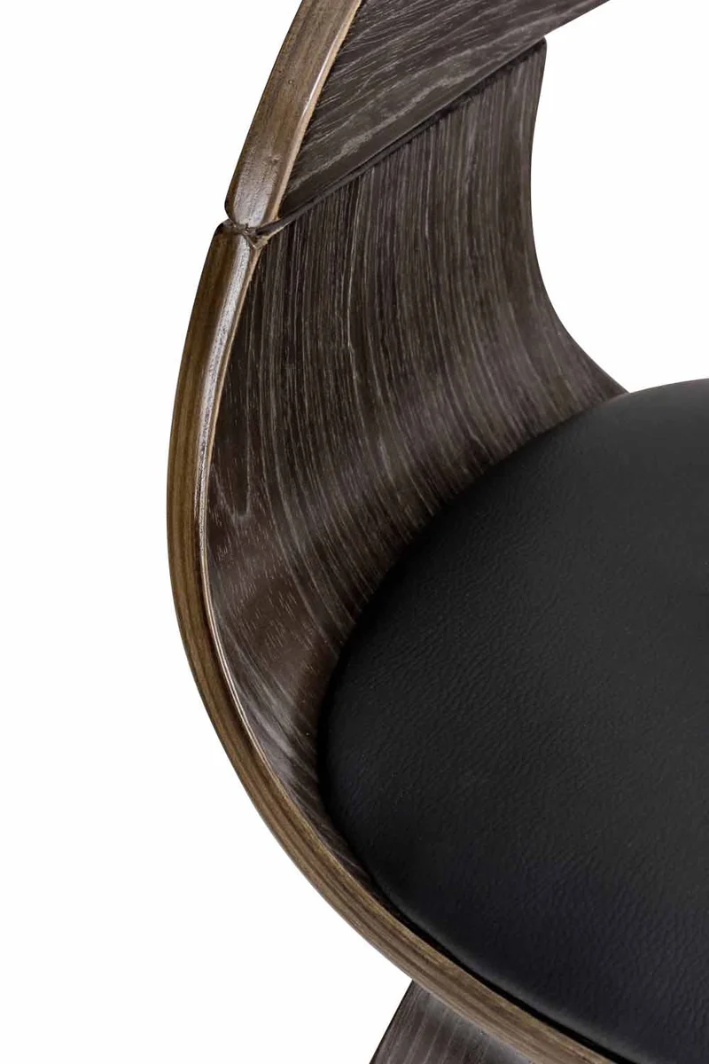 Chaise de salle à manger design scandinave en PVC noir et structure en bois gris 10_0001912