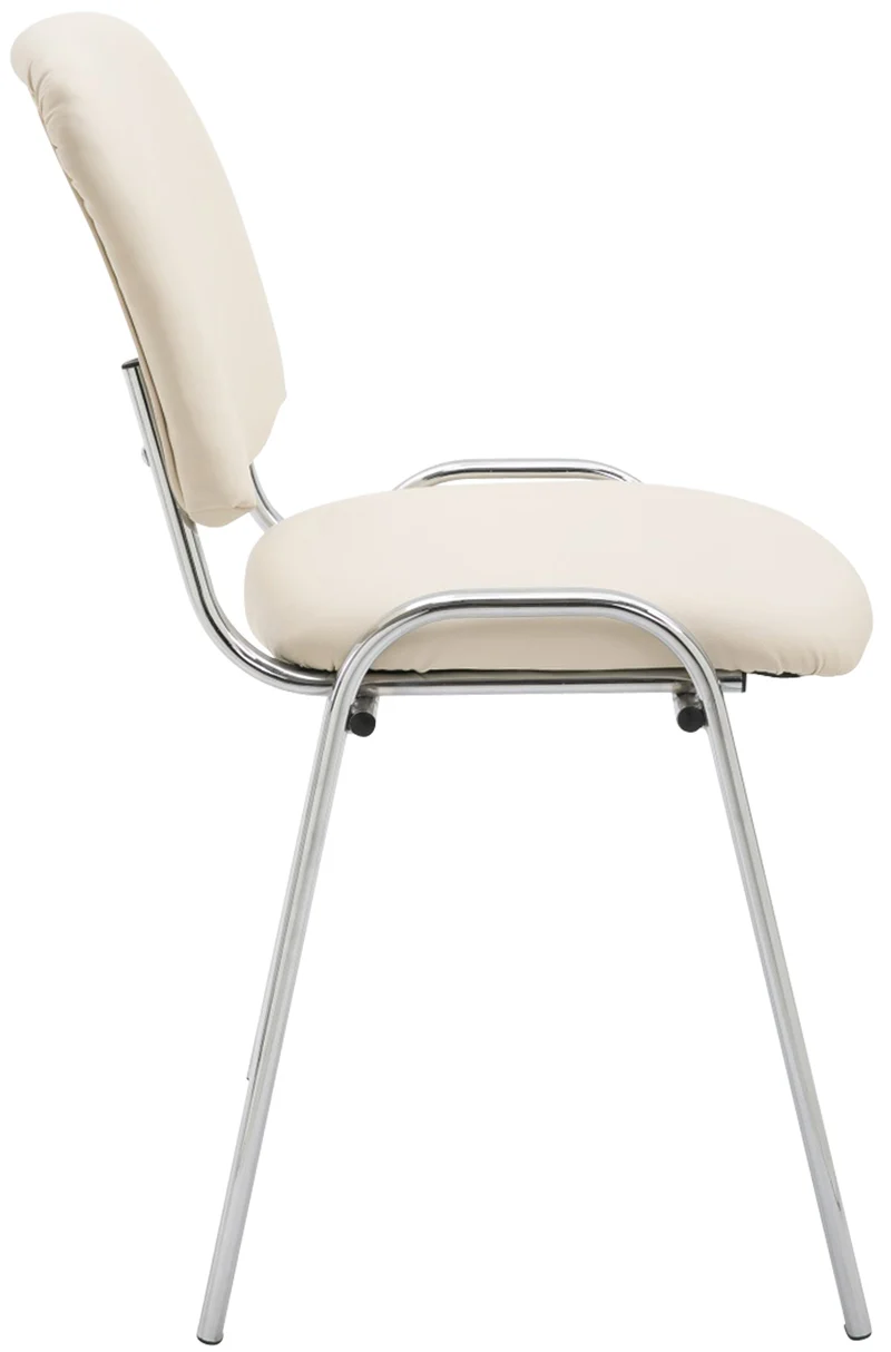 Chaise visiteur empilable zone d'attente en PVC crème piètement à 4 pieds en métal chromé 10_0003361