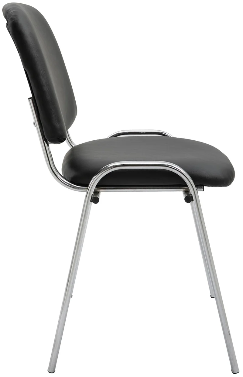 Chaise visiteur empilable zone d'attente en PVC noir piètement à 4 pieds en métal chromé 10_0003365