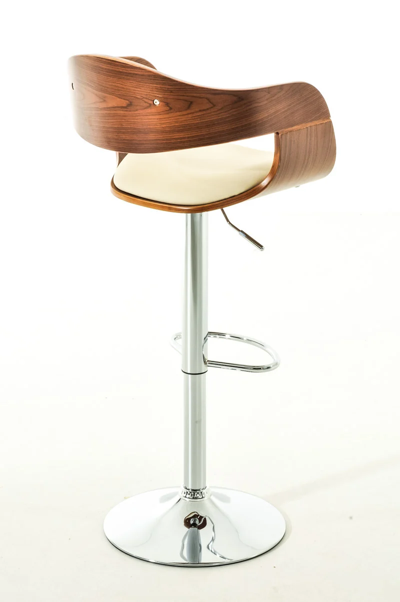 Set de 2 chaises hautes tabouret de bar avec repose-pied design moderne bois et synthétique crème 10_0000583