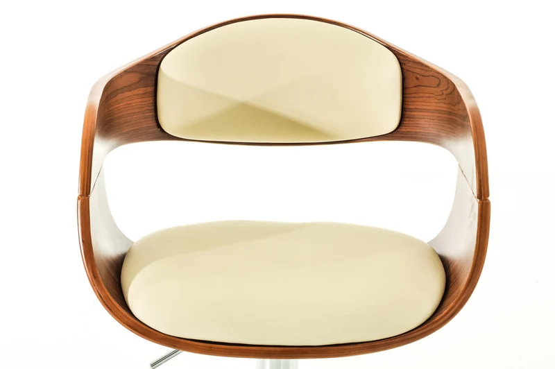 Set de 2 chaises hautes tabouret de bar avec repose-pied design moderne bois et synthétique crème 10_0000583