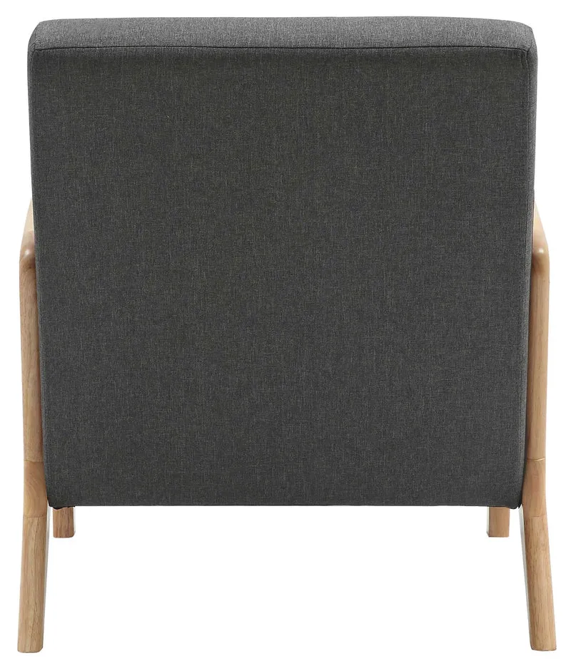 Fauteuil design scandinave en bois clair avec coussins rembourrés gris– Confort naturel 10_0008244