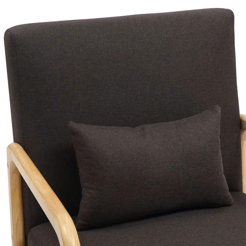 Fauteuil design scandinave en bois clair avec coussins rembourrés marron– Confort naturel 10_0008232
