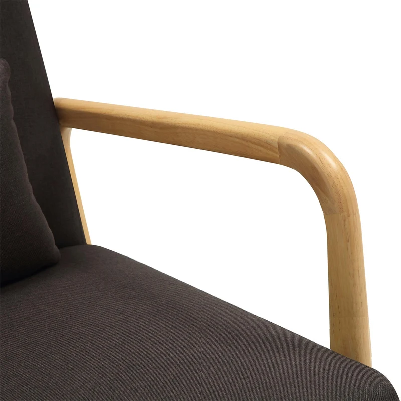 Fauteuil design scandinave en bois clair avec coussins rembourrés marron– Confort naturel 10_0008232