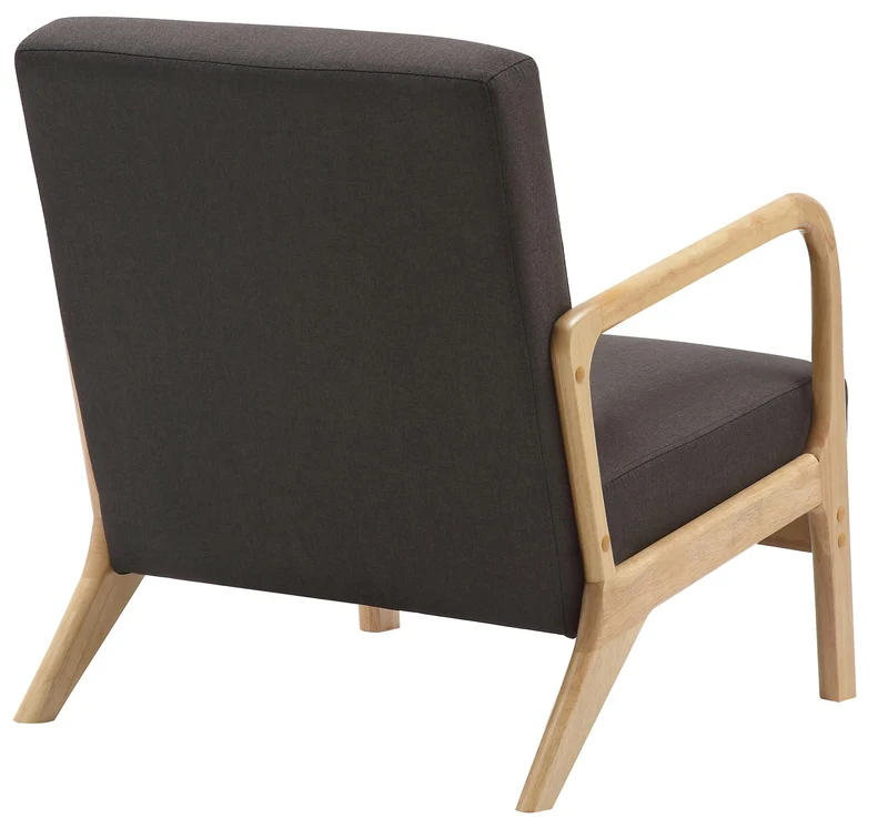 Fauteuil design scandinave en bois clair avec coussins rembourrés marron– Confort naturel 10_0008232