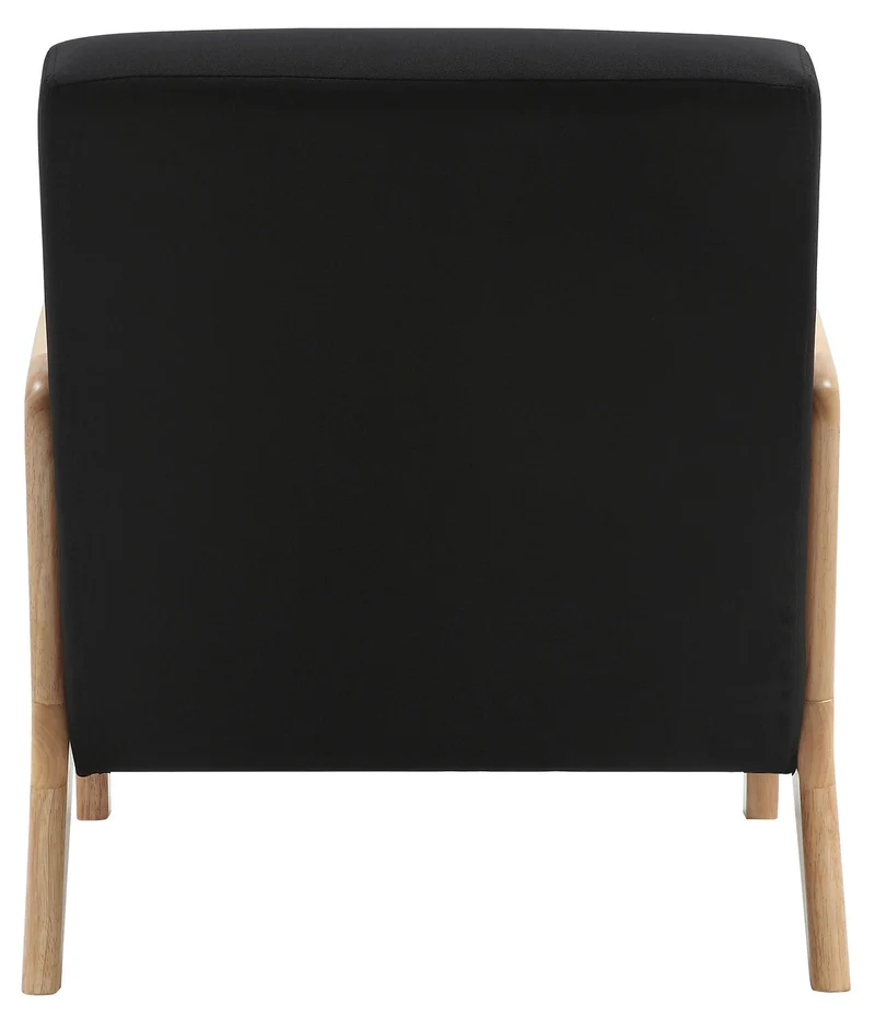 Fauteuil design scandinave en bois clair avec coussins rembourrés noir– Confort naturel 10_0008230