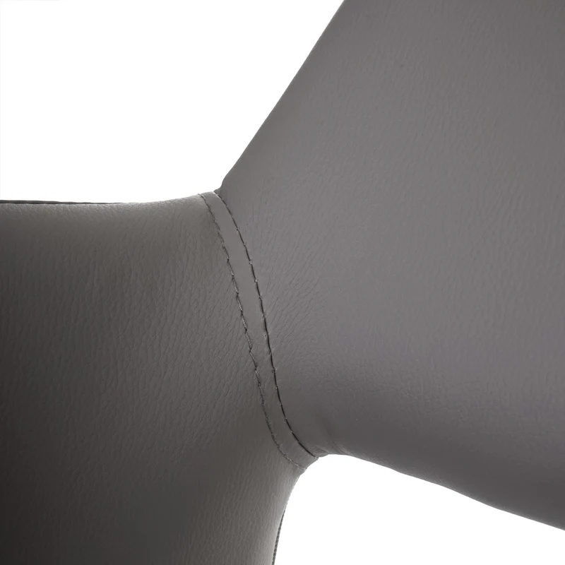 Chaise de salle à manger bureau visiteur design rétro en synthétique gris taupe pied en bois clair 04_0002143
