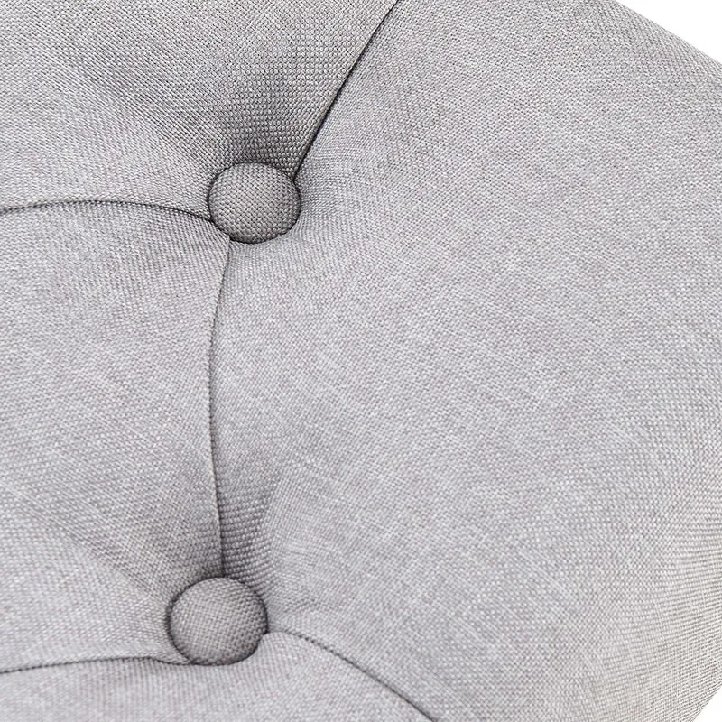 Banc capitonné rembourré 120 cm tissu gris avec structure métal noir design contemporain 10_0008527