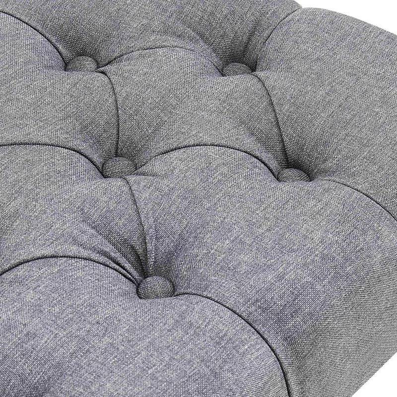 Banc capitonné rembourré 120 cm tissu gris foncé avec structure métal noir design contemporain 10_0008521