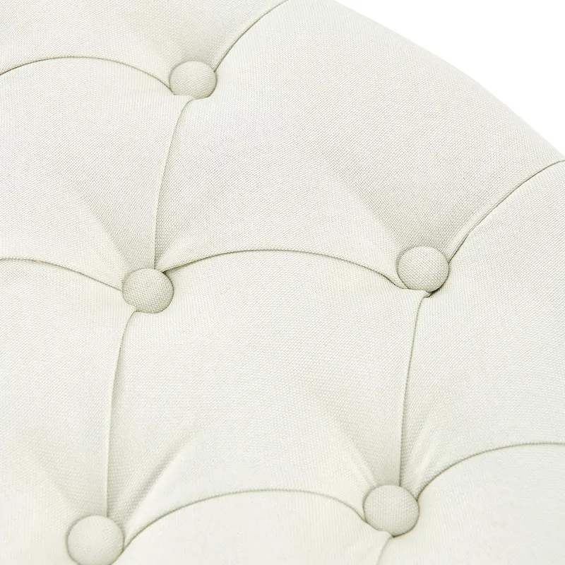 Banc capitonné rembourré 120 cm tissu crème avec structure métal noir design contemporain 10_0008460