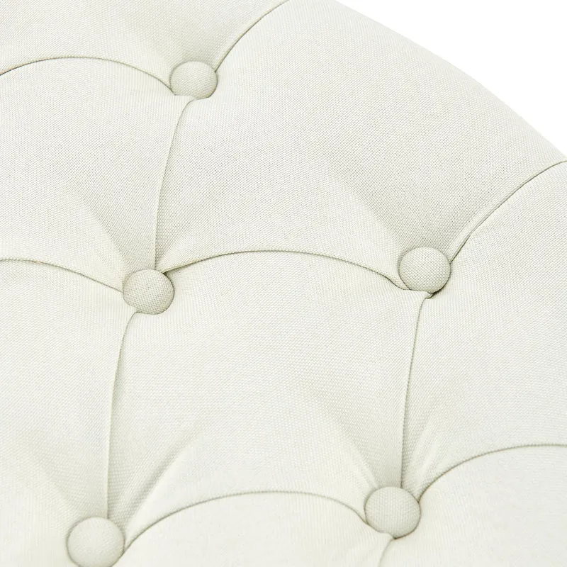 Banc capitonné rembourré 100 cm tissu crème avec structure métal noir design contemporain 10_0008432