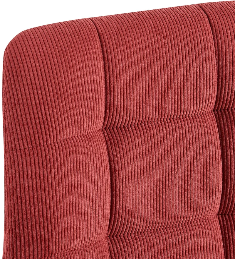 Chaise de salle à manger x1 design en velours côtelé bordeaux à coutures carrées – Pieds métal noirs 10_0007377