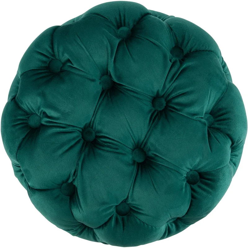 Tabouret chesterfield capitonné Ø 42 cm en velours vert foncé avec boutons décoratifs – polyvalent et élégant 10_0008376