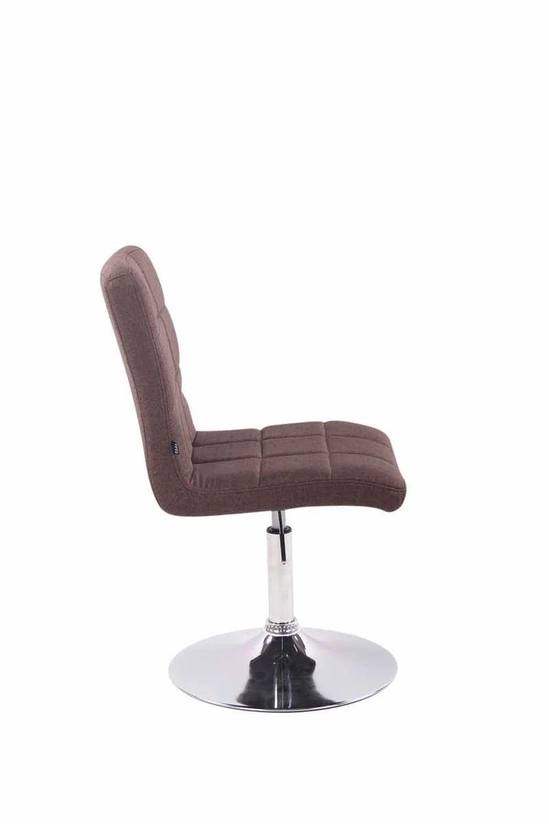 Chaise de salle à manger x1 pivotante réglable en hauteur coutures carrées tissu marron et pied métal chromé 10_0008594