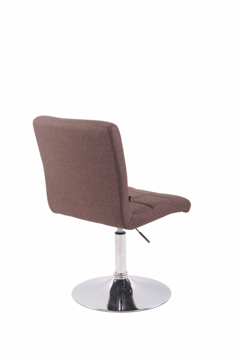 Chaise de salle à manger x1 pivotante réglable en hauteur coutures carrées tissu marron et pied métal chromé 10_0008594