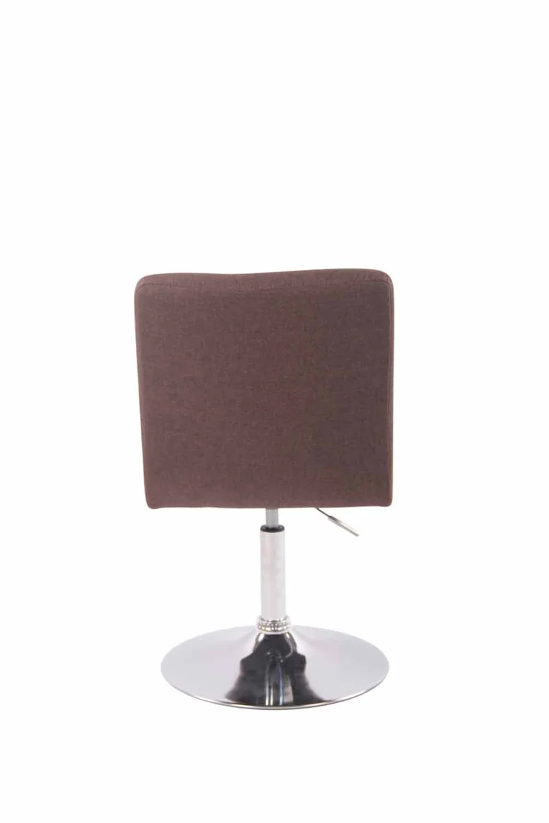 Chaise de salle à manger x1 pivotante réglable en hauteur coutures carrées tissu marron et pied métal chromé 10_0008594