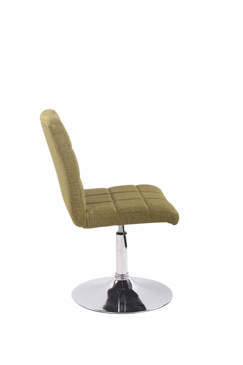 Chaise de salle à manger x1 pivotante réglable en hauteur coutures carrées tissu vert et pied métal chromé 10_0008587
