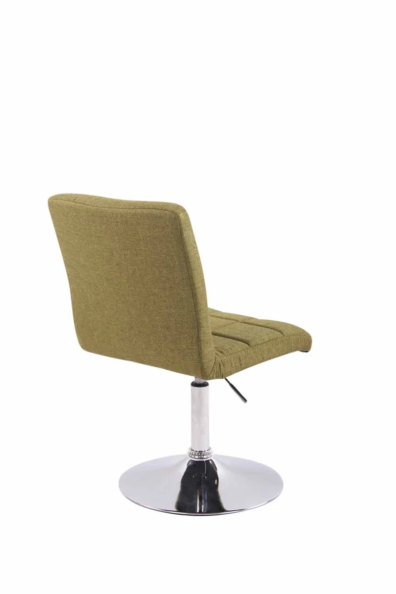 Chaise de salle à manger x1 pivotante réglable en hauteur coutures carrées tissu vert et pied métal chromé 10_0008587