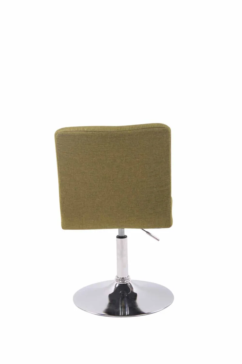 Chaise de salle à manger x1 pivotante réglable en hauteur coutures carrées tissu vert et pied métal chromé 10_0008587