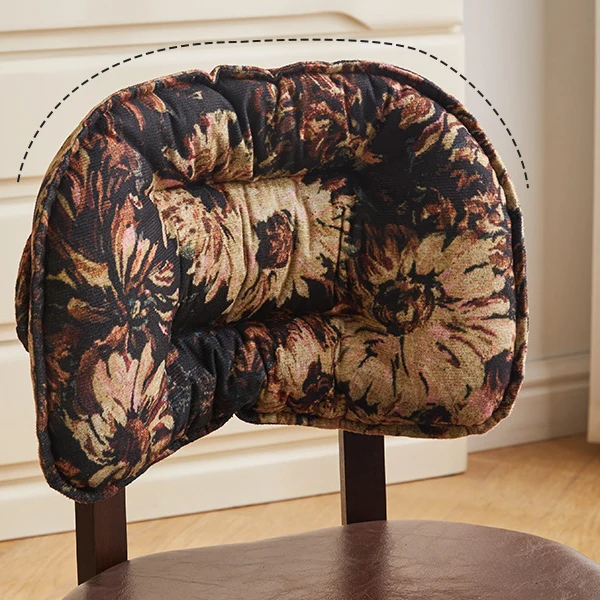 Modern Mid-Century Faux Oil Wax Leather & Linen Metal Rounded Square Low Stool With Backrest And Mobility For Living Room